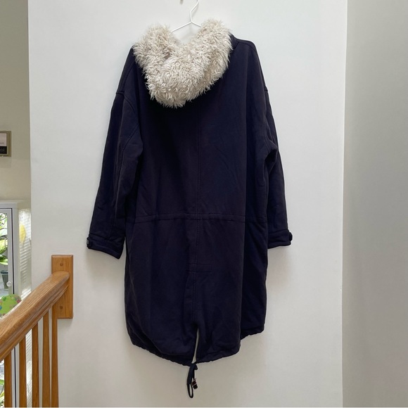 { Free People Outerwear } Oversized Midi Navy Sweatshirt Jacket - Picture 5 of 10